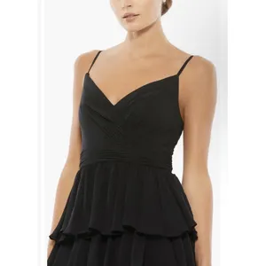mac duggal dress Sleeveless V Neck Ruffle‎ Skirt Evening Gown Black Size 4 thumbnail 3