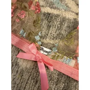 Mapale Pink Garden Two Piece Lingerie Set Embroidered Sz S NWT thumbnail 6