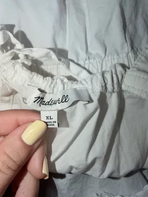 Madewell Poplin Sophia Peplum Tank White Smocked Square-Neck Camisole XL thumbnail 5