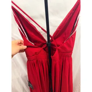 New! Lulu's Ballroom Bliss Red Pleated Deep V Chiffon Long Maxi Dress Sz Large thumbnail 5
