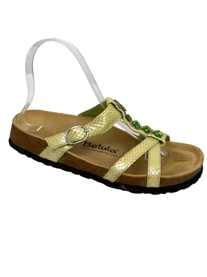 Betula x Birkenstock Iridescent Green Jewel Accents Snake Embossed Strap Size 8 thumbnail 3