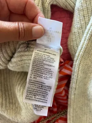 Calvin Klein Soft Ribbed Knit Jumper, wool blend, Small ivory/grey Minimalist thumbnail 6