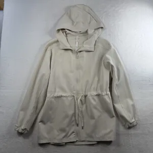 Lululemon Sz 14‎ Softstreme Cinch Waist Jacket Full Zip White Opal Bone Hooded thumbnail 2
