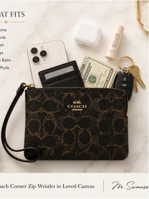 NEW Coach Corner Zip Wristlet in Loved Canvas NWT | Signature Coated Canvas CEF7 thumbnail 4