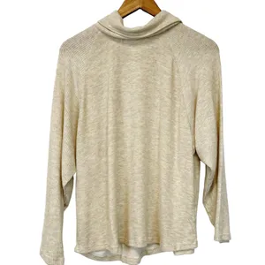 Lush Knit Top Sweater Womens Medium Turtleneck Oatmeal Minimalist Lagenlook Fall thumbnail 2