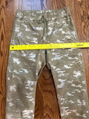 Bevy Flog Shely Beige Gold Metallic Camo Drawstring Pants Size 25 thumbnail 10