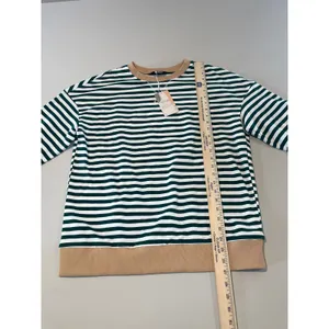 BTFBM Striped Oversized Sweatshirt Top Size M Green Tan New With Tag thumbnail 2