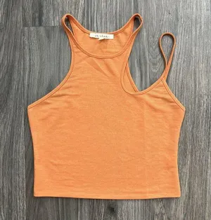 Et Clet Asymmetrical High Neck Sleeveless Orange Tank Top Size Medium thumbnail 1