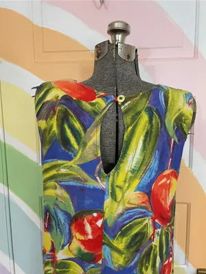 Jams World Mango Print Rayon Shift Dress Made in Hawaii‎ Sz L 🧡🎀 thumbnail 7