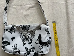 Black & White Butterfly chic purse, super cute, funky and punky thumbnail 4