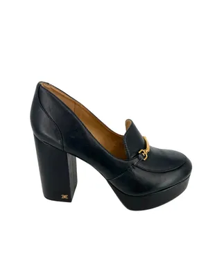 Sam Edelman Aurelie Platform Loafers Black Gold Horsebit 8.5 Preppy Ivy League thumbnail 2