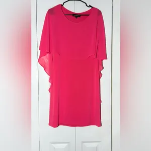 Glamour Nights Pink Popover Cape Sheath Dress Size 6 Chiffon Overlay thumbnail 6