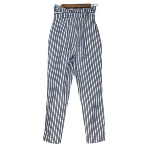 Urban Outfitters Gianna Striped High-Rise Paperbag Pants Linen White/Blue size 0 thumbnail 5