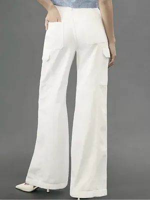 Hudson Jeans Anthropologie High Rise Wide Leg Cargo Pants White Size 30 thumbnail 3