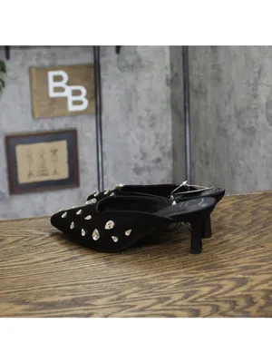 A New Day Womens Katia Heels Satin Rhinestone Teardrop 94663378 Black 6.5M thumbnail 2