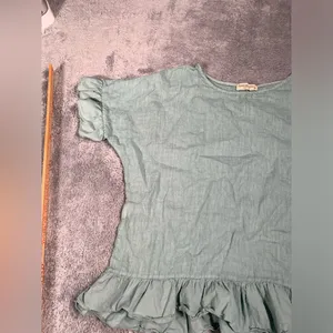 Terzo millennio Light Green/blue Ruffle Hem Top medium linen Green thumbnail 2