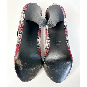 Steve Madden NINNA Plaid Peep Toe Heels Size 9 M Red Tweed Bow‎ Twee Y2K Pin-Up thumbnail 16