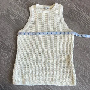 Madewell Crochet Knit Sweater Top Small White Sleeveless Flaw thumbnail 5