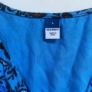 Old Navy Women's Blue Floral Midi Dress Smocked Waist V Neck Casual - L EUC thumbnail 10
