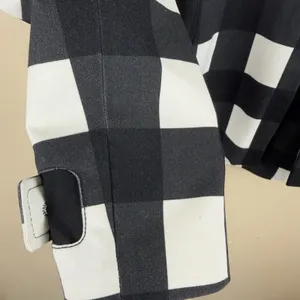 Banana Republic Women’s Plaid Black White Double-Breasted Pea coat Office Size S thumbnail 9