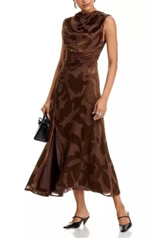 Simkhai Burke Draped Midi Dress in Cocoa Brown Size 4 thumbnail 1