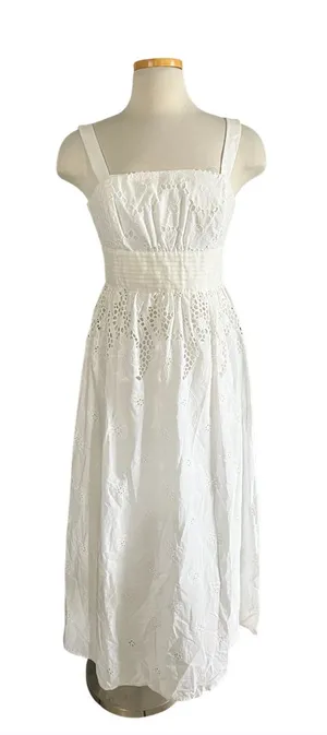 Lilly Pulitzer white cotton eyelet midi dress. Size 8 thumbnail 1