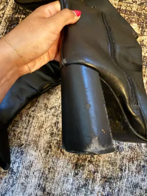 ZARA Black Knee-High Leather Boots thumbnail 9
