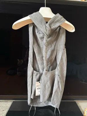 Zara Metallic Silver Textured Draped Top thumbnail 5
