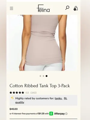 Cotton Ribbed ultra soft cotton strech Tank Top 3-Pack ideal for layering nwt thumbnail 6