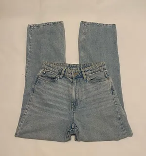 H&M Loose Straight High Jeans Light Denim Blue thumbnail 4