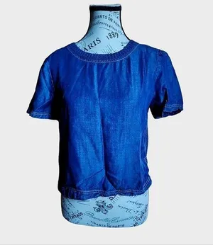 Zara Denimwear Blue Top Oversized Size X-Small thumbnail 1