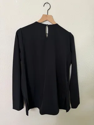 Clothes by Locker Room Black Pleated Long Sleeve Blouse‎ Pleat Womens Size L thumbnail 6