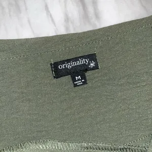 Women's Olive Green Flared Shorts Skirt thumbnail 4