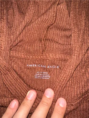 American Eagle Outfitters Brown Ribbed Hoodie Sweater Size XS 0138 thumbnail 2