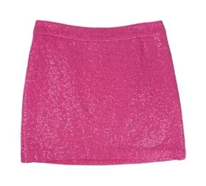 LOFT Hot Pink Barbie Sequin Mini Dress Skirt‎ Wool Blend Size 8 thumbnail 1