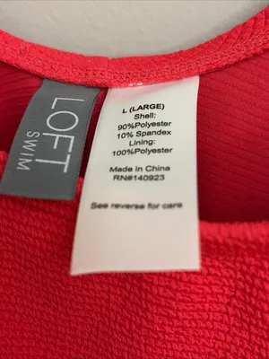 LOFT Bright Red Textured One-Piece Swimsuit with Front Twist size L thumbnail 5