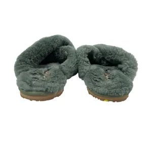 Mou Women's Green Sheepskin Fur Open Toe Crossover Lounge Slide Slipper Sz 7.5 thumbnail 3