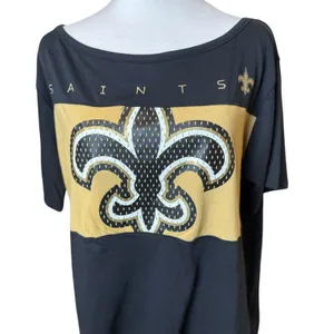 NFL Womens Black Gold‎ New Orleans Saints T-Shirt Large Football Fan Gear thumbnail 2