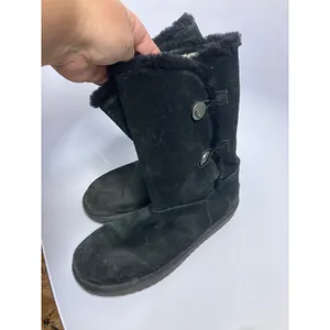 Koolaburra by UGG Victoria Boots Womens 9 Black Fair Suede Faux Fur Bows 1096409 thumbnail 3