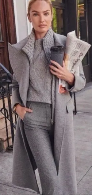 Veronica Beard Nalida Overcoat Grey Size 6 Wool Cashmere Long Cardigan Coat thumbnail 1