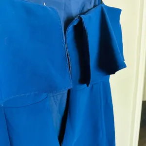 AMANDA UPRICHARD Royal Blue Halter Neckline Fitted Side Slit Gown Size Small thumbnail 11