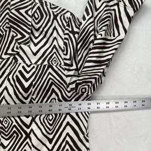 Chicos Blazer Jacket‎ Womens 2 Large Cotton Blend brown cream geometric thumbnail 6