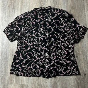 Coldwater Creek Floral Black and Pink Top Size XL thumbnail 2