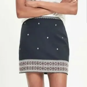 Madewell embroidered gamine navy mini skirt thumbnail 2