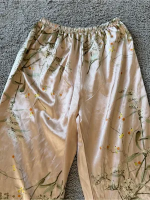 Blush Pink Floral Pajama Bottoms Size Large thumbnail 3