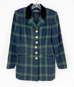 Embassy Row 2P VTG pure wool Plaid Tartan oxford timeless blazer thumbnail 1