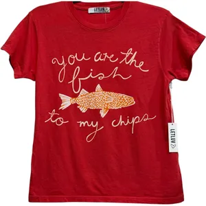 Anthropologie x Letluv You‎ Are the Fish To My Chips Red Tee Shirt New thumbnail 3