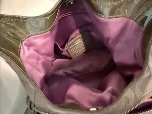 Coach Signature Shoulder Bag in Brown and Dark Olive Trim thumbnail 9