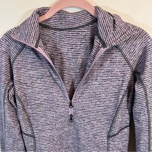 Lululemon Race Your Pace 1/2 Zip Gray Purple Striped‎ 4 thumbnail 4