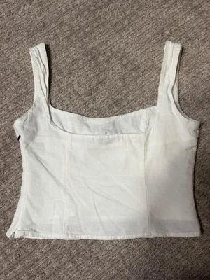 Peppermayo White Square-Neck Crop Camisole with Black Trim thumbnail 4